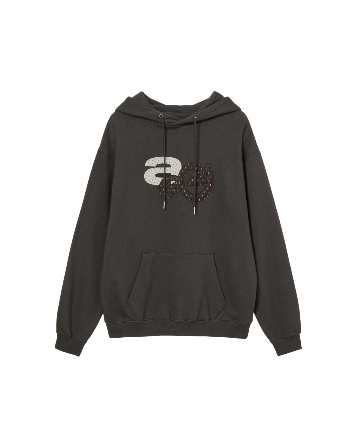 APPLIQUE FLOWER LOGO HOODIE [DARK BROWN]
