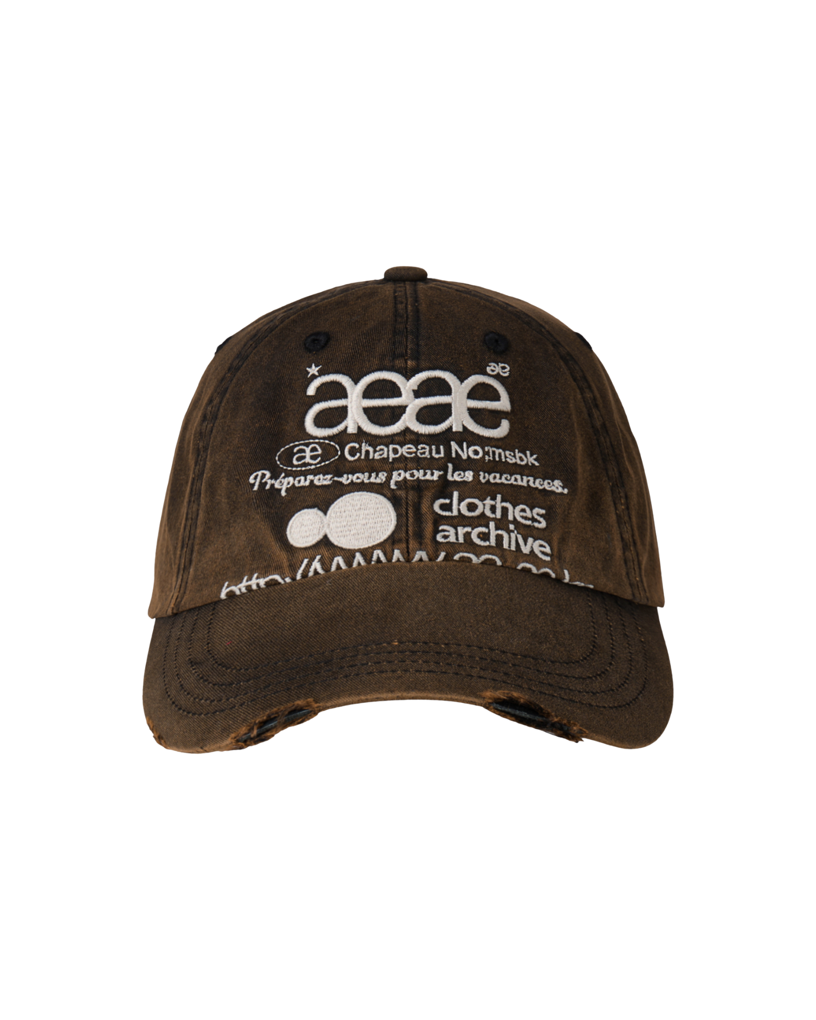 【予約商品】WEB LOGO DAMAGED CAP [DARK BROWN]